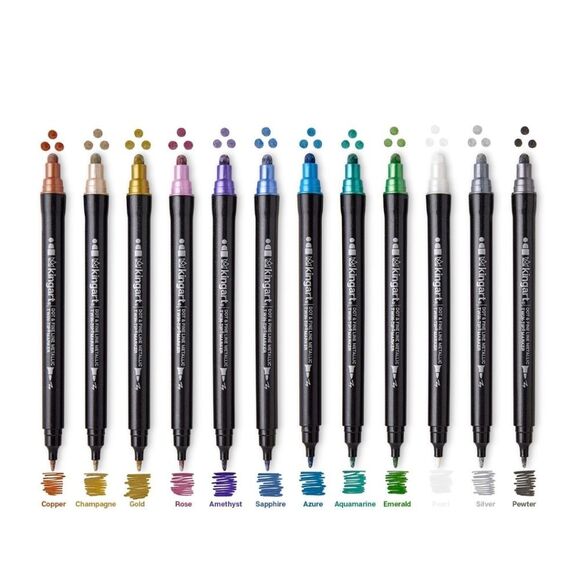 Kingart Vivid Colot Twin-Tip Markers Set - 12 Colors - Picture 4 of 5